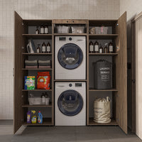 Roomart DUO-I Schrankwand 187 cm – Waschmaschine & Trockner übereinander & Hochschrank | in 3 Farben
