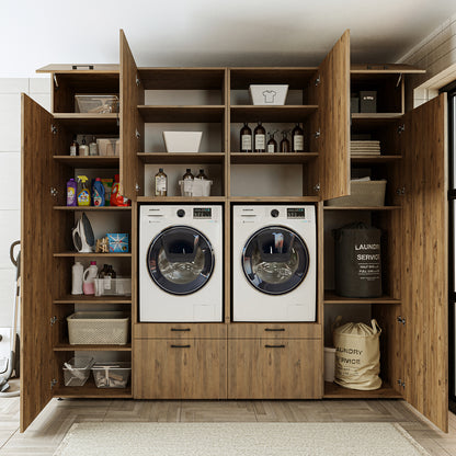 Roomart Waschmaschinenschrank SERIE 2 – Doppelschrank mit Seitenschränken, 3 Farben