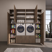 Roomart Schrankwand SERIE 2, 224 cm, für 2 Geräte mit 2 Hochschränken, in 3 Farben