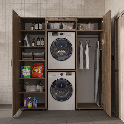 Roomart DUO-I Schrankwand 187 cm – Waschmaschine & Trockner übereinander & Hochschrank | in 3 Farben