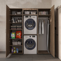 Roomart DUO-I Schrankwand 187 cm – Waschmaschine & Trockner übereinander & Hochschrank | in 3 Farben