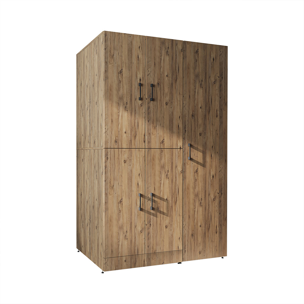 Roomart Waschmaschinenschrank „DORA 115 cm Breit“ für Waschmaschine & Trockner mit Regalböden, in 5 Farben • Weiß • Weiß Eiche • Anthrazit Eiche • Eiche • Schwarz Eiche