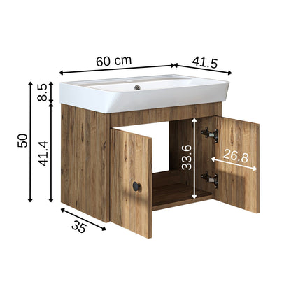 Roomart Badmöbel-Set ADA, 60 cm, mit Keramik-Waschbecken, in 6 Farben