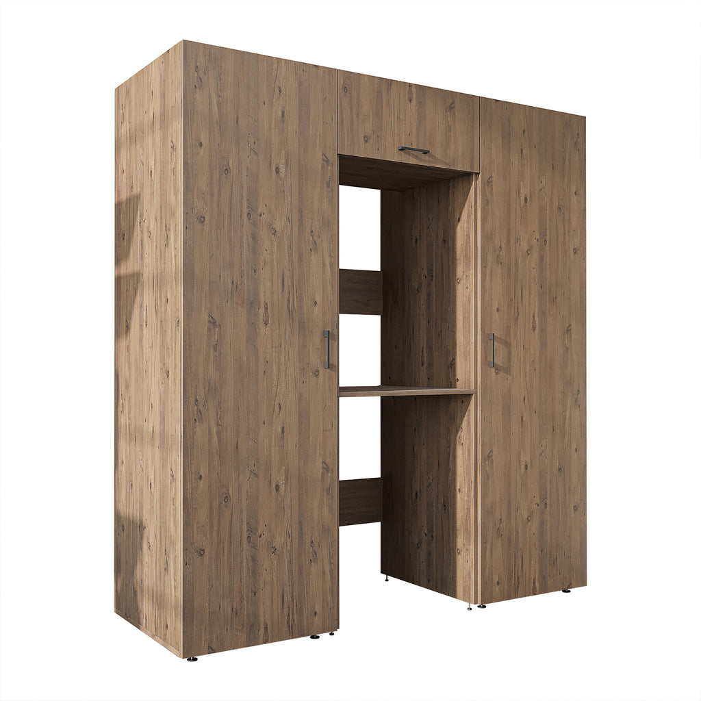 Roomart DUO-I Schrankwand 187 cm – Waschmaschine & Trockner übereinander & Hochschrank | in 3 Farben