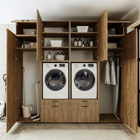 Roomart Waschmaschinenschrank SERIE 2 – Doppelschrank mit Seitenschränken, 3 Farben