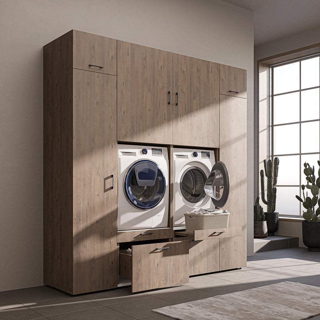 Roomart Schrankwand SERIE 2, 224 cm, für 2 Geräte mit 2 Hochschränken, in 3 Farben