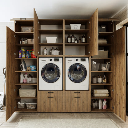 Roomart Waschmaschinenschrank SERIE 2 – Doppelschrank mit Seitenschränken, 3 Farben