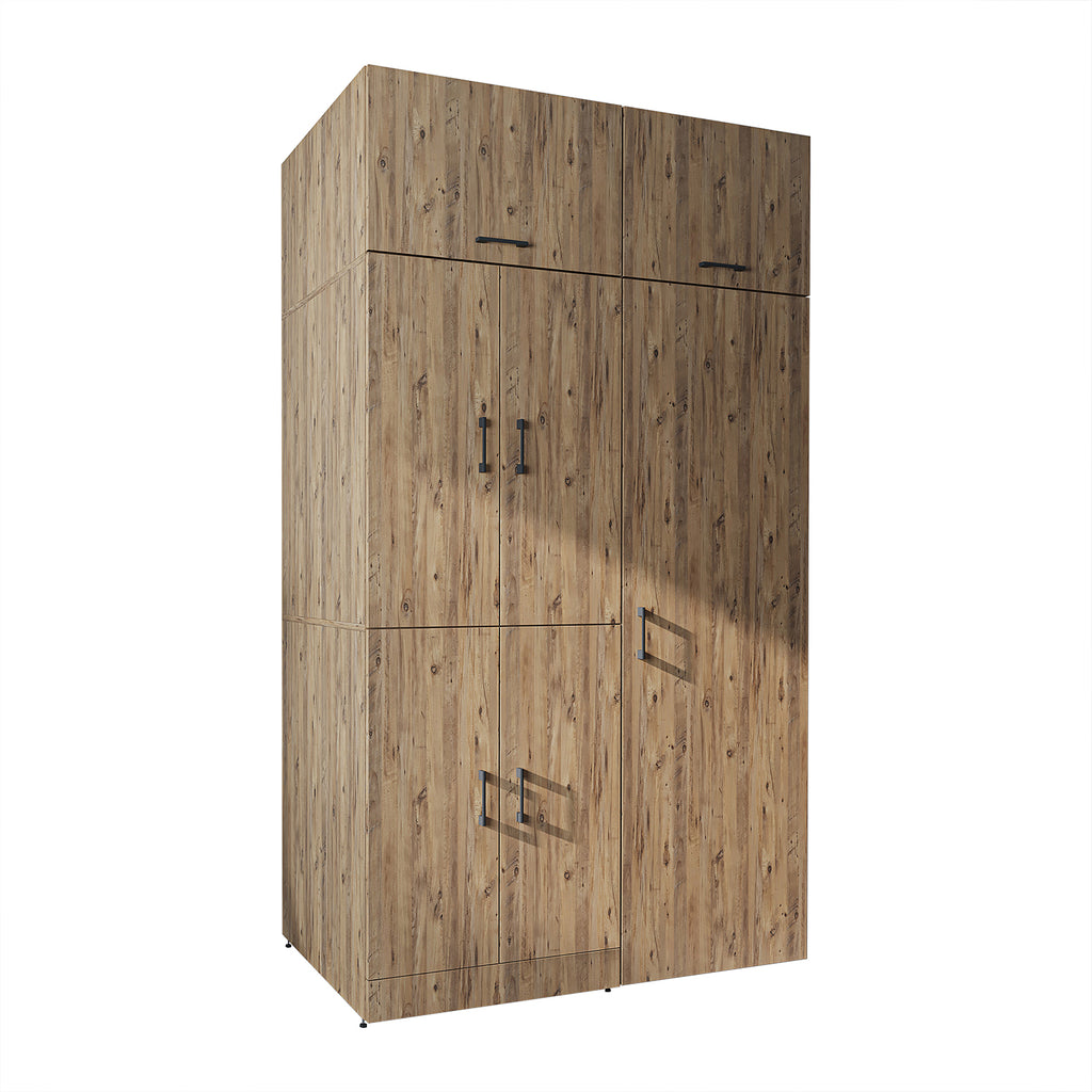 Roomart Waschmaschinenschrank „DORA 130 cm Breit“ für Waschmaschine & Trockner mit Regalböden, in 5 Farben • Weiß • Weiß Eiche • Anthrazit Eiche • Eiche • Schwarz Eiche (Kopie)