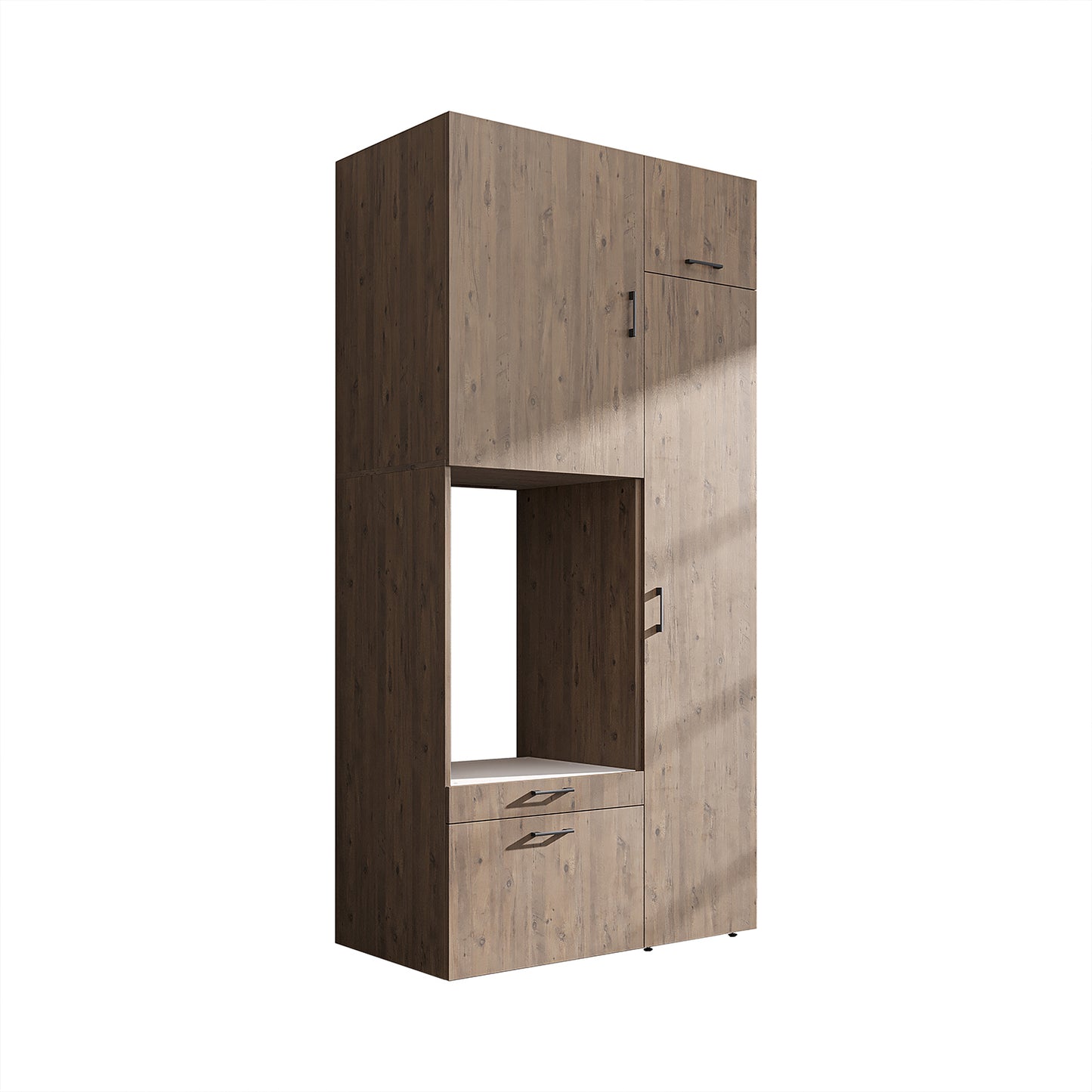 Roomart Waschmaschinenschrank mit Ausziehbrett, 112 cm breit - SERIE 2  – Waschmaschinenüberbau für Waschmaschine & Trockner, Waschturm-Schrank mit Stauraum für Bad & Waschküche