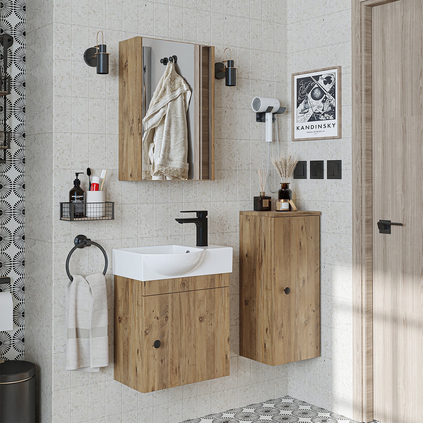 Badmöbelset • PUNTO • Unterschrank mit Waschbecken • Badezimmer Möbel • Gäste WC