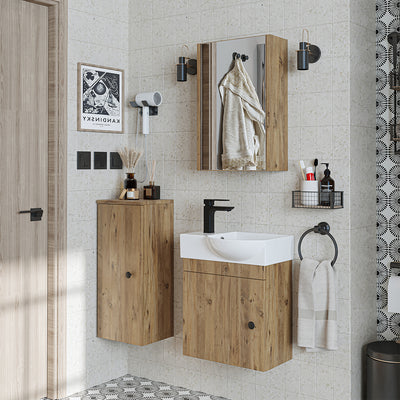 Roomart Badmöbel-Set PUNTO, 46 cm, schmales Gäste-WC-Set mit Spiegelschrank, in 4 Farben