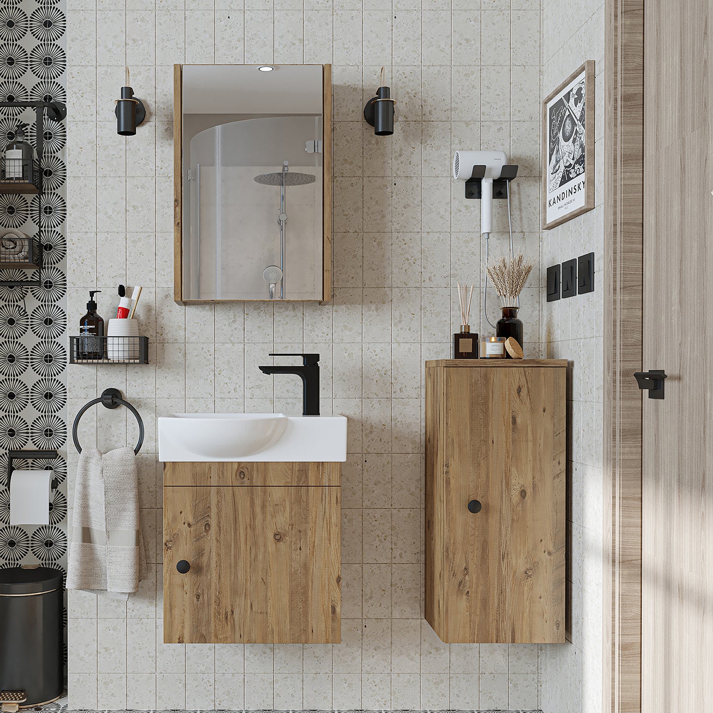 Badmöbelset • PUNTO • Unterschrank mit Waschbecken • Badezimmer Möbel • Gäste WC