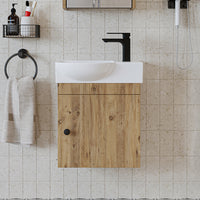 Roomart Waschtischunterschrank PUNTO mit Keramik-Waschbecken – Gäste-WC Badmöbel – Wasserhahn rechts