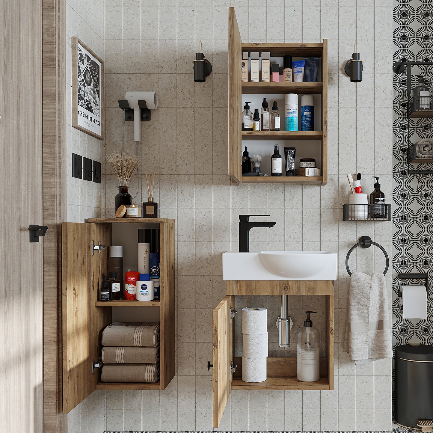 Badmöbelset • PUNTO • Unterschrank mit Waschbecken • Badezimmer Möbel • Gäste WC