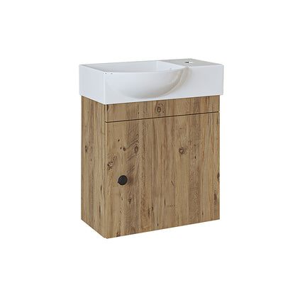 Roomart Waschtischunterschrank PUNTO mit Keramik-Waschbecken – Gäste-WC Badmöbel – Wasserhahn rechts