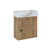 Roomart Waschtischunterschrank PUNTO mit Keramik-Waschbecken – Gäste-WC Badmöbel – Wasserhahn rechts