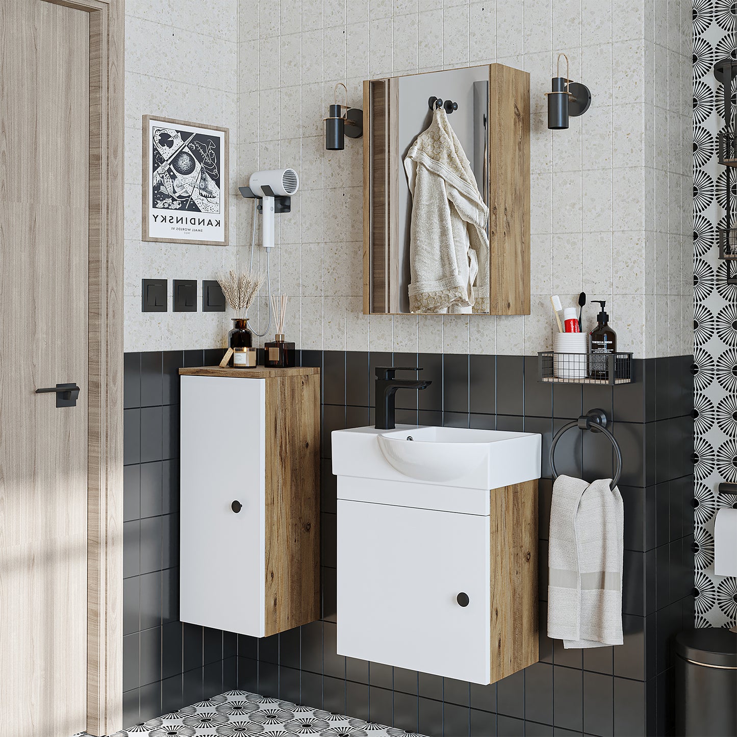 Badmöbelset • PUNTO • Unterschrank mit Waschbecken • Badezimmer Möbel • Gäste WC