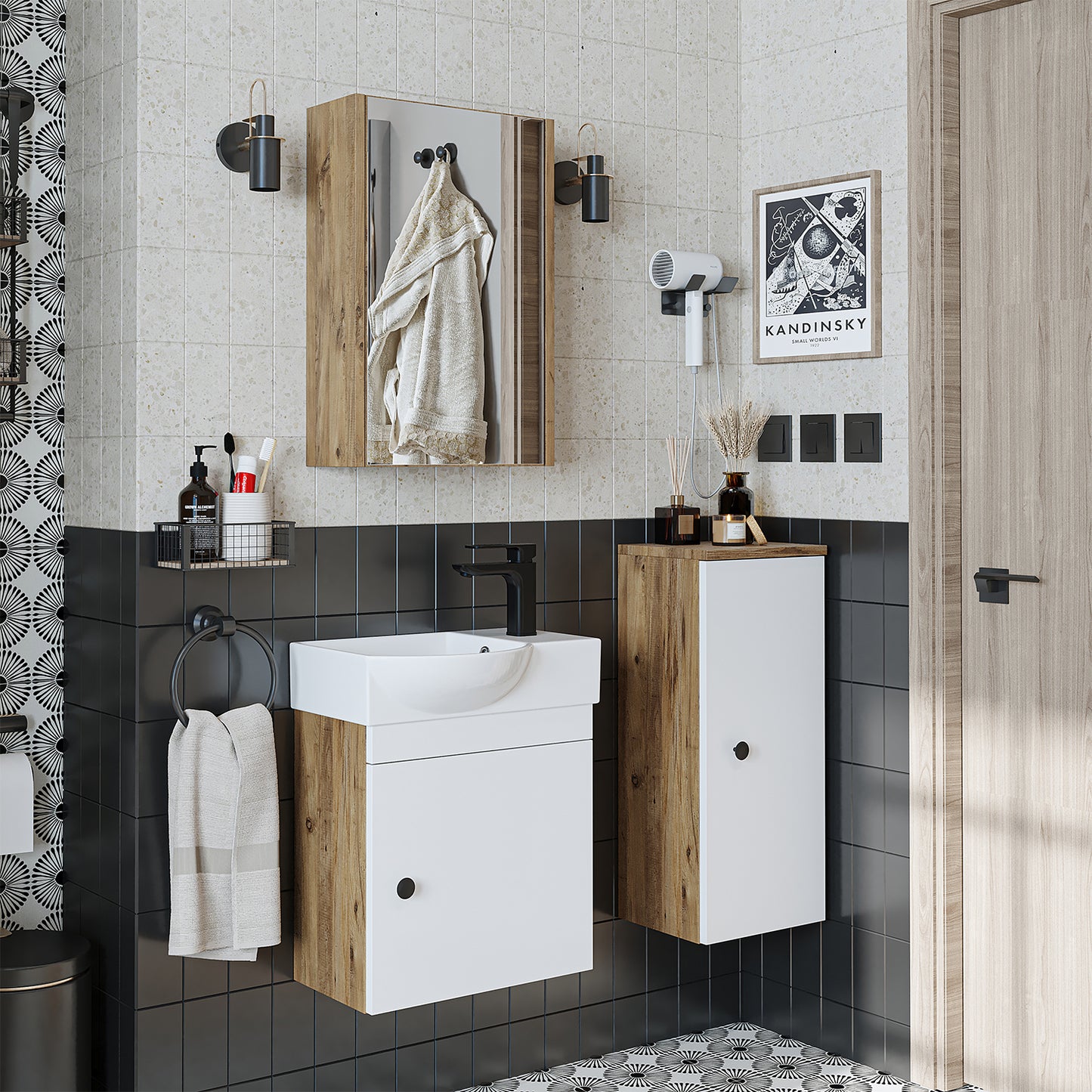 Badmöbelset • PUNTO • Unterschrank mit Waschbecken • Badezimmer Möbel • Gäste WC