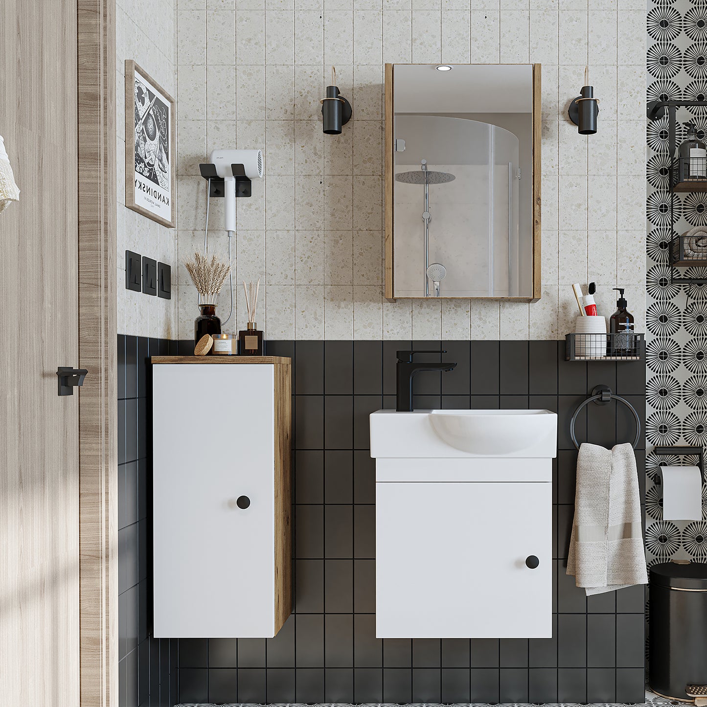 Badmöbelset • PUNTO • Unterschrank mit Waschbecken • Badezimmer Möbel • Gäste WC
