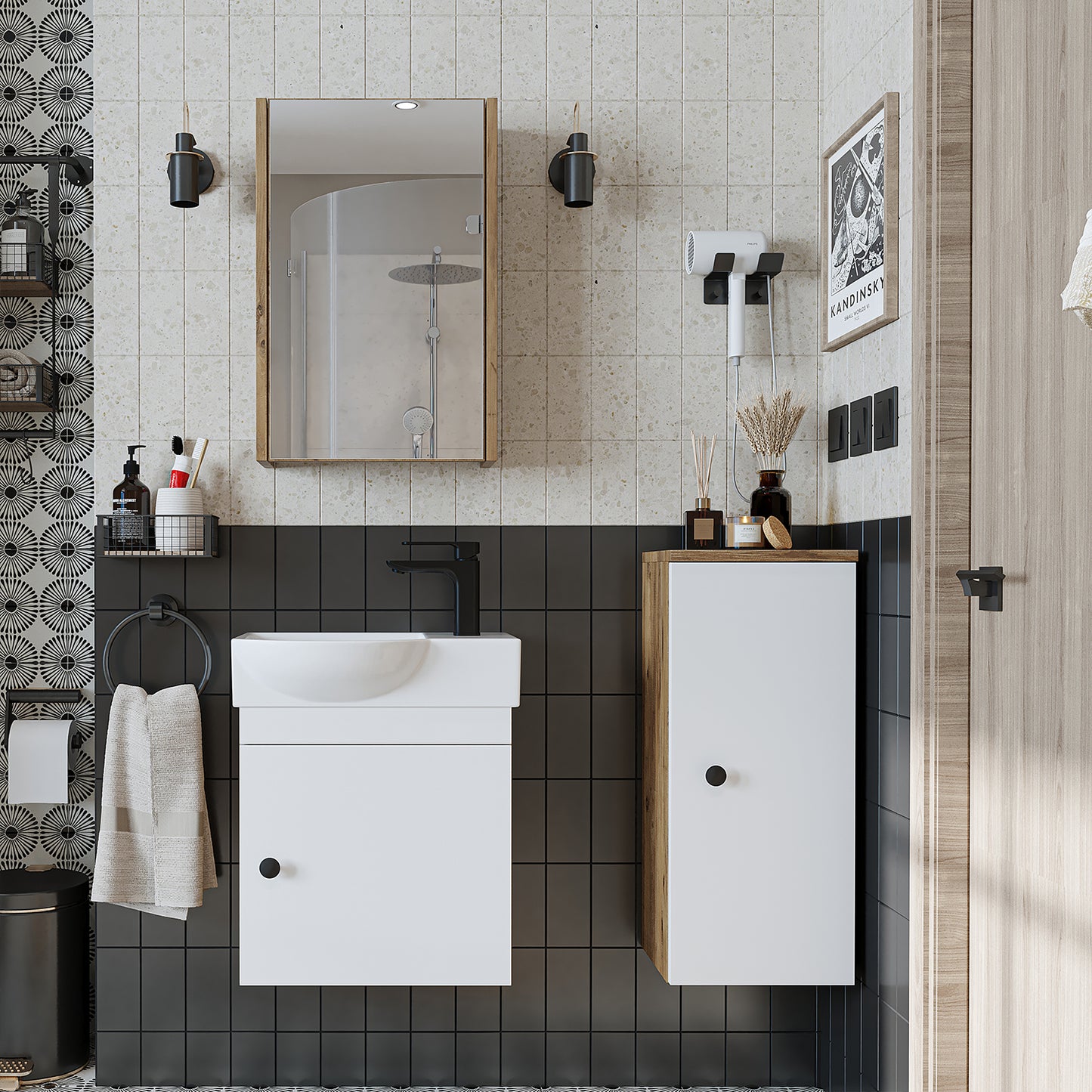 Badmöbelset • PUNTO • Unterschrank mit Waschbecken • Badezimmer Möbel • Gäste WC