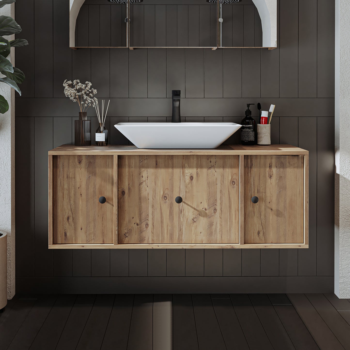 Roomart Badmöbel GUSTO-ATL 120 cm – Keramik Waschbecken &/oder Unterschrank – Modernes Design – Varianten wählbar – Eiche oder Weiß