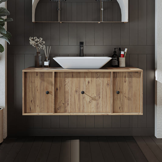 Roomart Badmöbel GUSTO-ATL 120 cm – Keramik Waschbecken &/oder Unterschrank – Modernes Design – Varianten wählbar – Eiche oder Weiß