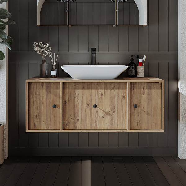 Roomart Badmöbel GUSTO-ATL, 120 cm, mit eckigem Aufsatzbecken, in 2 Farben