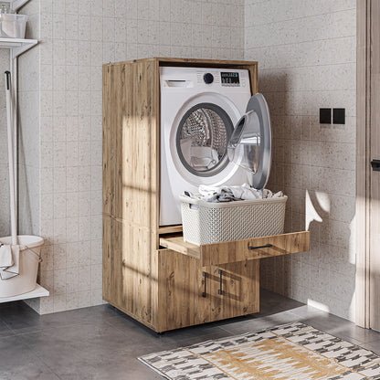 Roomart A3 Waschmaschinenschrank 67 cm – Erhöhung mit Schublade, Ausziehbrett & Stauraum | 3 Farben