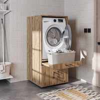 Roomart A3 Waschmaschinenschrank 67 cm – Erhöhung mit Schublade, Ausziehbrett & Stauraum | 3 Farben