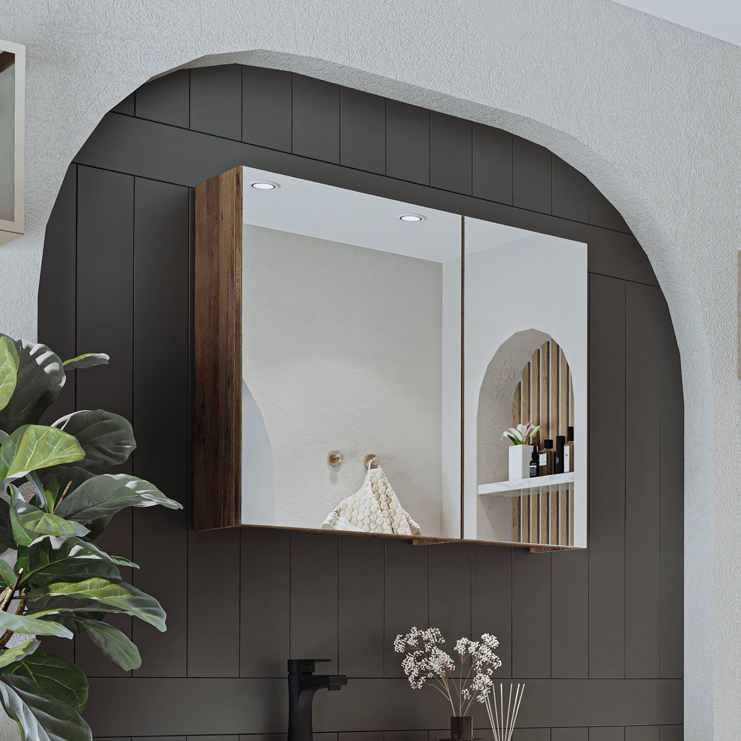 Roomart Badezimmerspiegelschrank "Gusto“ – 75/90/105 cm – in Weiß oder Eiche – moderner Badschrank mit Spiegel Roomart Badezimmerspiegelschrank "Gusto“ – 75/90/105 cm – in Weiß oder Eiche – moderner Badschrank mit Spiegel-  badezimmerspiegelschrank, mirro