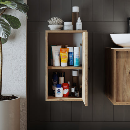 Roomart Badezimmermöbel Set GUSTO 75 cm – 4-teiliges Badmöbel-Set mit Keramik-Waschbecken, Spiegelschrank & Hochschrank – Modern & Platzsparend