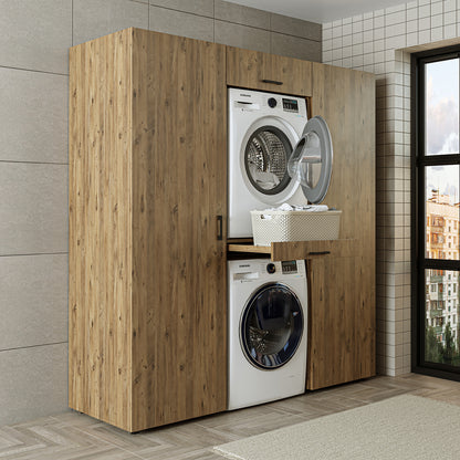 Roomart DUO I Schrankwand 187 cm – Waschmaschine & Trockner, Soft-Close | 3 Farben