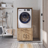 Roomart A3 Waschmaschinenschrank 67 cm – Erhöhung mit Schublade, Ausziehbrett & Stauraum | 3 Farben