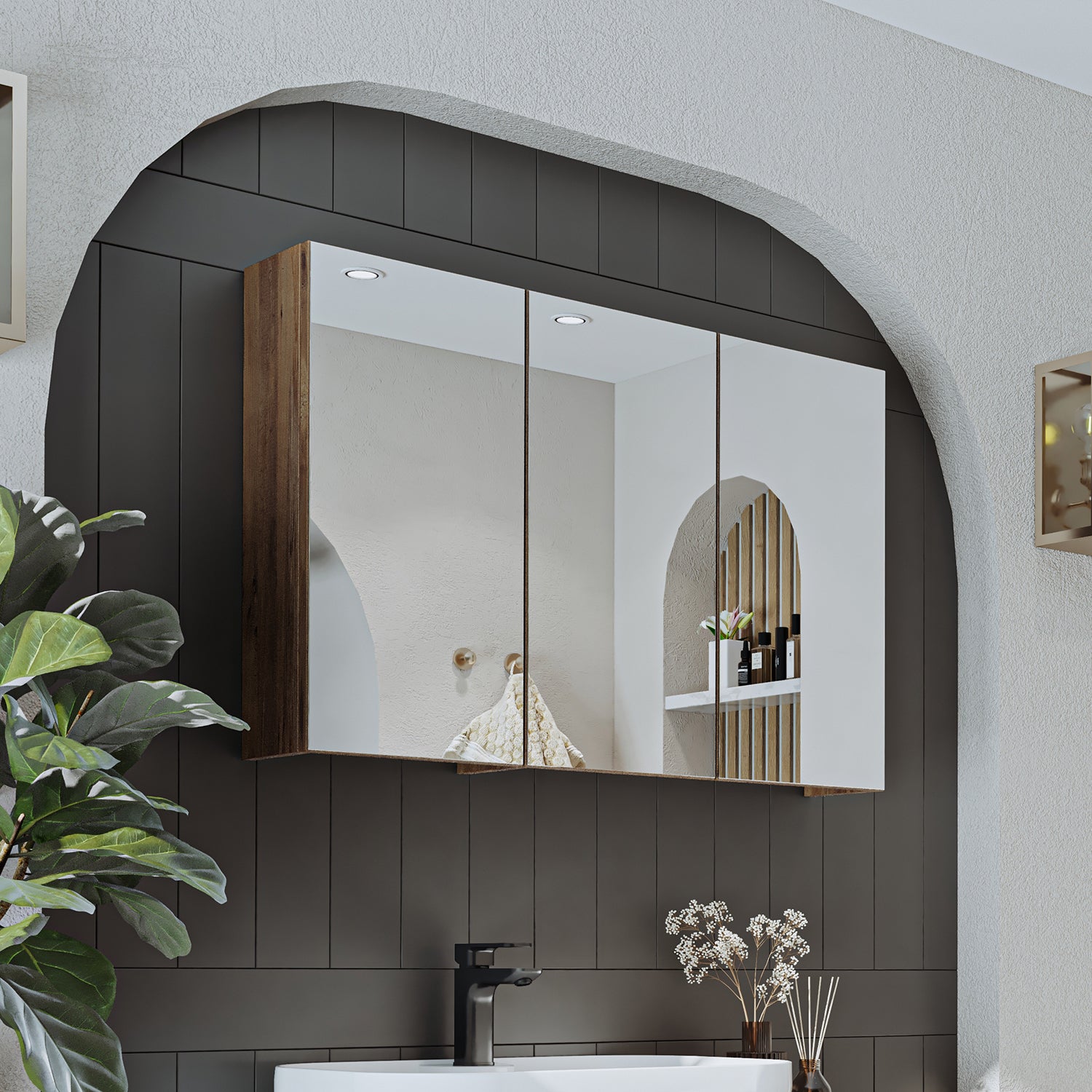 Roomart Badezimmerspiegelschrank "Gusto“ – 75/90/105 cm – in Weiß oder Eiche – moderner Badschrank mit Spiegel Roomart Badezimmerspiegelschrank "Gusto“ – 75/90/105 cm – in Weiß oder Eiche – moderner Badschrank mit Spiegel-  badezimmerspiegelschrank, mirro