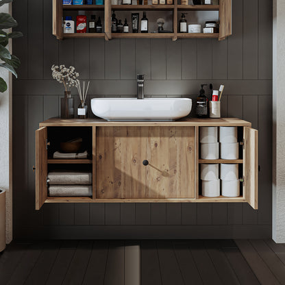 Roomart Badezimmermöbel GUSTO 120 cm – Keramik Waschbecken &/oder Unterschrank – Modernes Design – Varianten wählbar – Eiche oder Weiß
