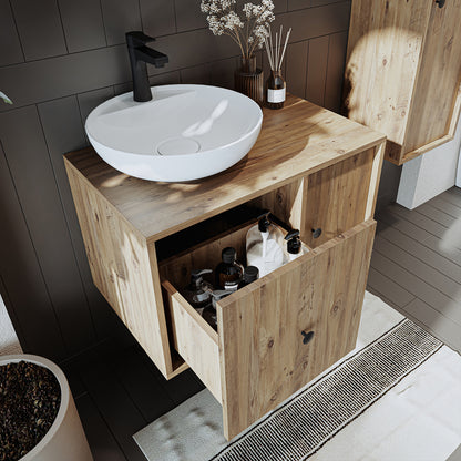 Roomart Badezimmermöbel GUSTO 75 cm – Keramik Waschbecken &/oder Unterschrank – Modernes Design – Varianten wählbar – Eiche oder Weiß
