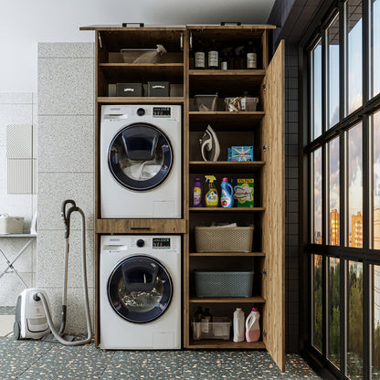 Roomart DUO-I Waschmaschinenschrank 127 cm – Waschmaschine & Trockner übereinander, Hochschrank