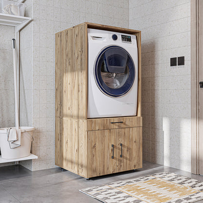 Roomart A3 Waschmaschinenschrank 67 cm – Erhöhung mit Schublade, Ausziehbrett & Stauraum | 3 Farben