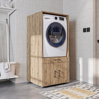 Roomart A3 Waschmaschinenschrank 67 cm – Erhöhung mit Schublade, Ausziehbrett & Stauraum | 3 Farben