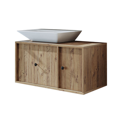 Roomart Badezimmermöbel GUSTO-ATL 90 cm – Keramik Waschbecken &/oder Unterschrank – Modernes Design – Varianten wählbar – Eiche oder Weiß