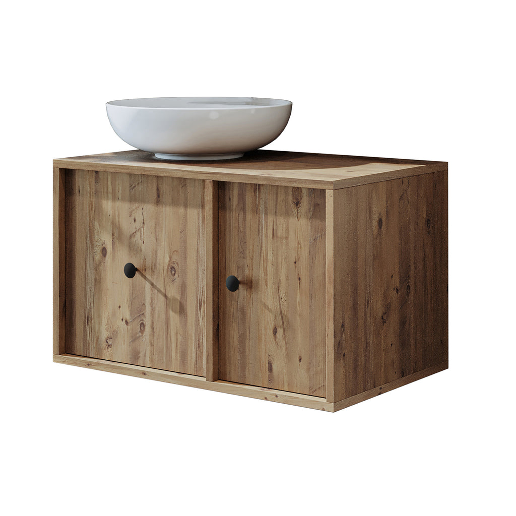 Roomart Badezimmermöbel GUSTO 75 cm – Keramik Waschbecken &/oder Unterschrank – Modernes Design – Varianten wählbar – Eiche oder Weiß - badezimmerschrank, waschbecken, badezimmermöbel, badschrank, badezimmer, mit, unterschrank, badmöbel, set, waschtisch, 