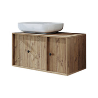 Roomart Badezimmermöbel GUSTO 90 cm – Keramik Waschbecken &/oder Unterschrank – Modernes Design – Varianten wählbar – Eiche oder Weiß - badezimmerschrank, waschbecken, badezimmermöbel, badschrank, badezimmer, mit, unterschrank, badmöbel, set, waschtisch, 