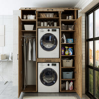 Roomart Waschmaschinenschrank DUO I – 2 Geräte übereinander & Hochschrank, 157 cm