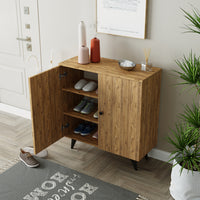 Roomart Mehrzweckschrank mit Türen und Regalen – Aufbewahrungsschrank & Schuhschrank für Flur, Wohnzimmer, Schlafzimmer oder Esszimmer – Eiche – 125x90x35 cm