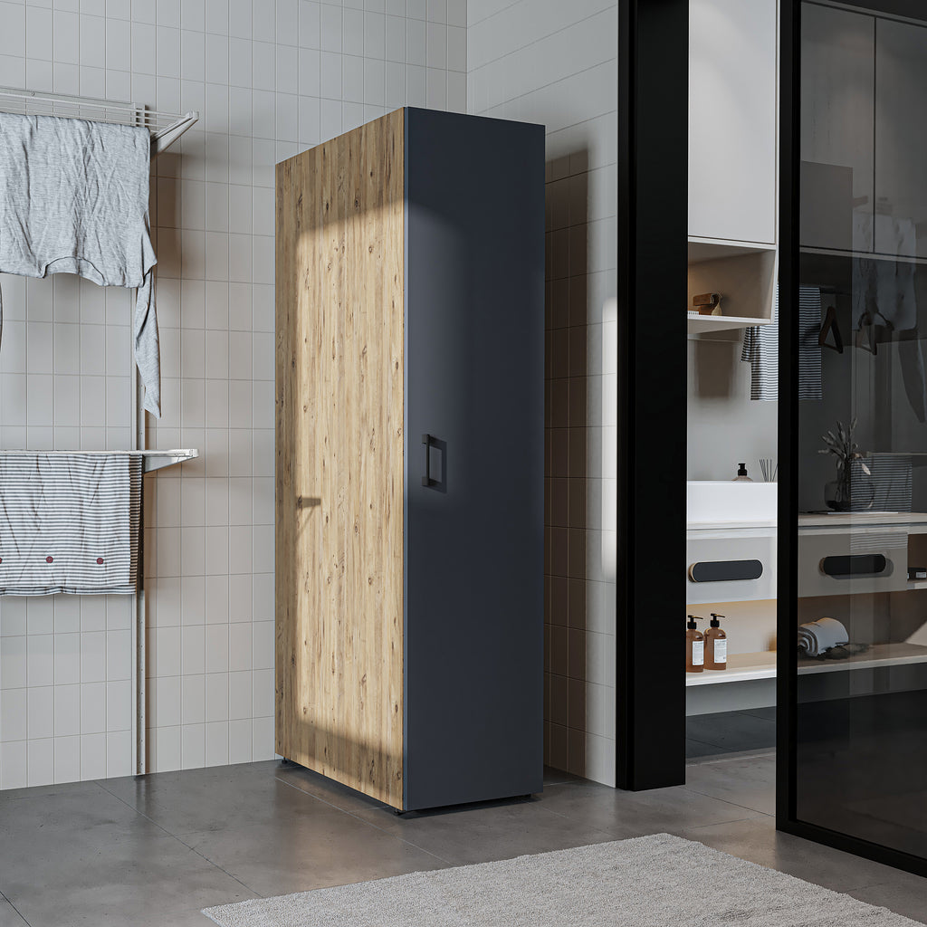 Roomart - DORA Armario alto 45cm ancho - Blanco - Roble blanco - Roble - Roble antracita - armario lavadora, estante lavadora, torre lavadora, armario, blanco, lavadoras, armario bajo, lavadora, secadora, armario hogar, armarios, armario baño, alto