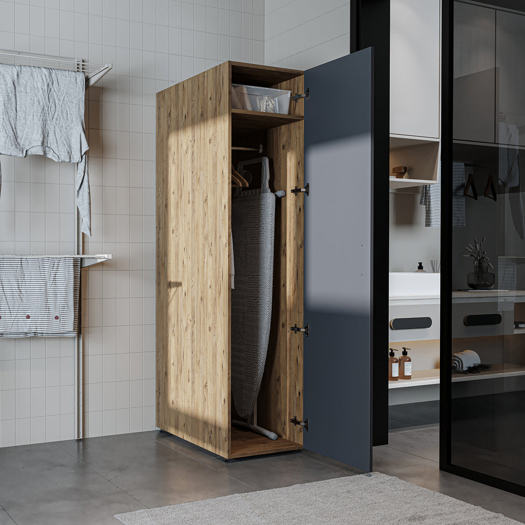 Roomart - DORA Armario alto 45cm ancho - Blanco - Roble blanco - Roble - Roble antracita - armario lavadora, estante lavadora, torre lavadora, armario, blanco, lavadoras, armario bajo, lavadora, secadora, armario hogar, armarios, armario baño, alto