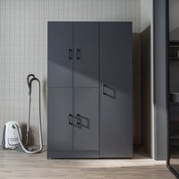 Roomart Waschmaschinenschrank „DORA 115 cm Breit“ für Waschmaschine & Trockner mit Regalböden, in 5 Farben • Weiß • Weiß Eiche • Anthrazit Eiche • Eiche • Schwarz Eiche