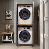 Roomart washing machine cabinet " DORA " for dryer & washing machine, in 4 colors, with doors & pull-out shelf - white - white oak - anthracite oak - oak - washing machine cabinet, washing machine shelf, washing tower, cabinet, white, washing machines, base cabinet, 