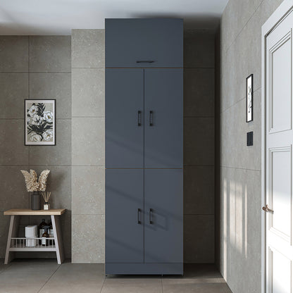 Roomart Waschmaschinenschrank „DORA“ für Waschmaschine & Trockner mit Regalböden, in 5 Farben • Weiß • Weiß Eiche • Anthrazit Eiche • Eiche • Schwarz-Eiche