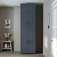 Roomart Waschmaschinenschrank „DORA“ für Waschmaschine & Trockner mit Regalböden, in 5 Farben • Weiß • Weiß Eiche • Anthrazit Eiche • Eiche • Schwarz-Eiche